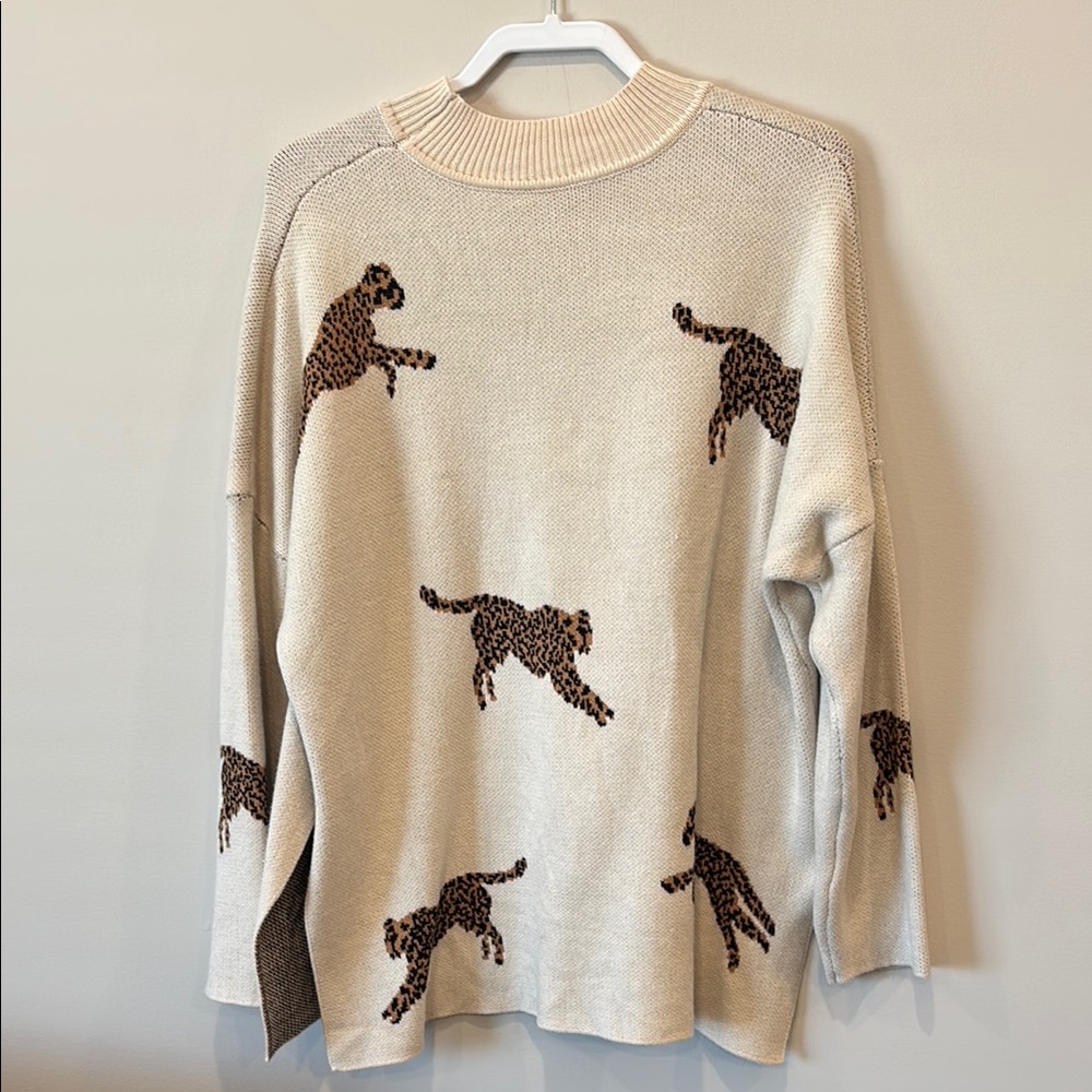 Leopard Print Cream Sweater - Picture 2 of 2